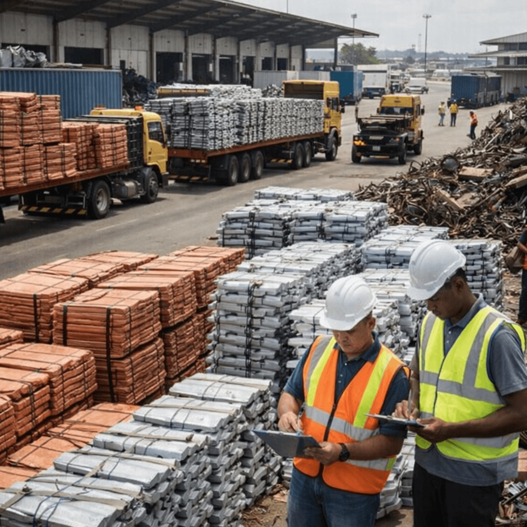 Copper cathodes at warehouse